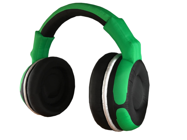 Silent Sound System Giant Inflatable Headphone Green Transparent Background