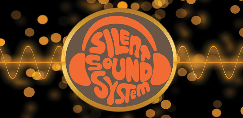 silent sound system logo with silent disco headphones in orange