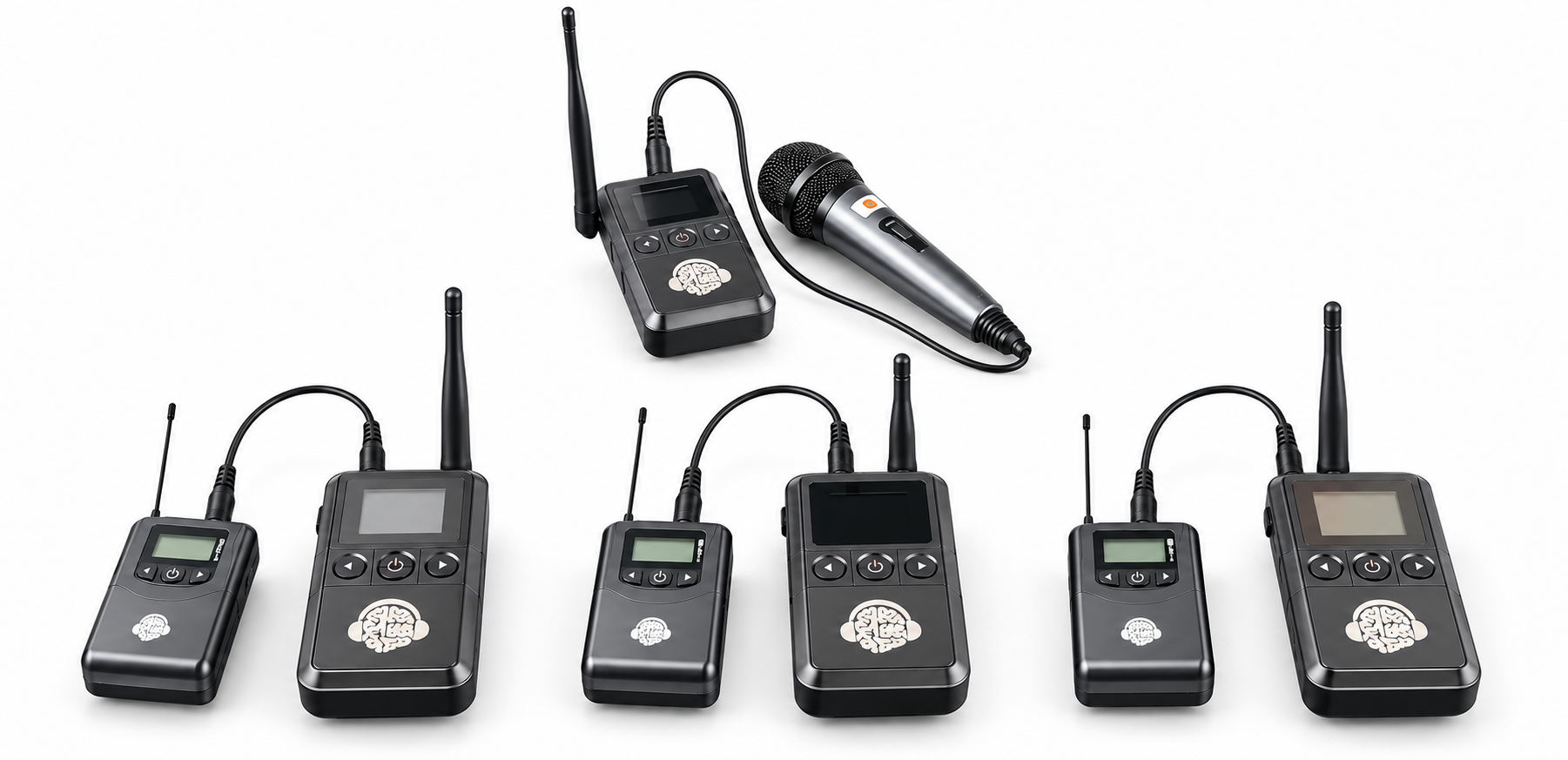 Wireless microphone kit with tidy cable routing Silent Disco Host Voice Broadcast System - Image 1